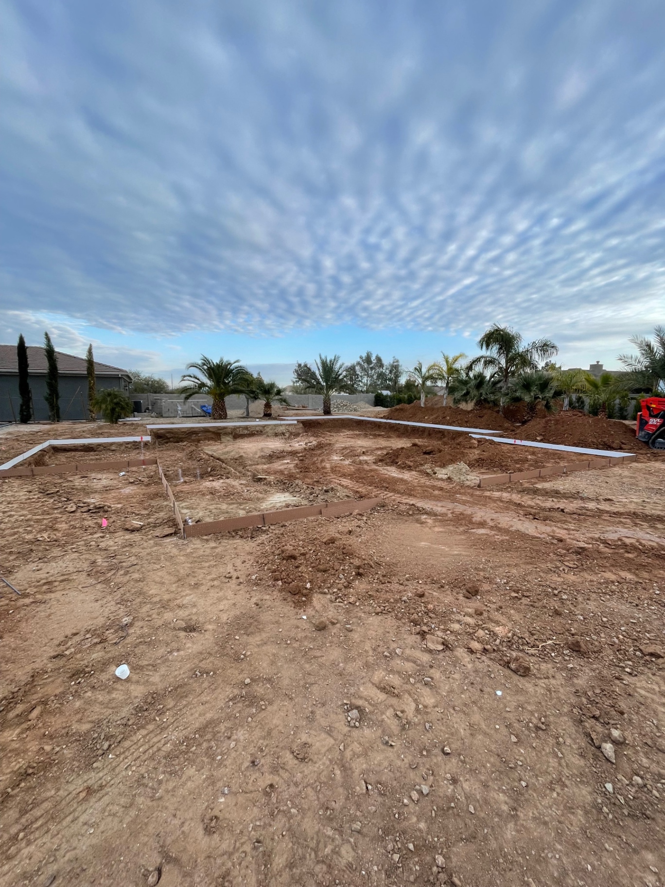 Before — Footing trenches → Pool with deck jets