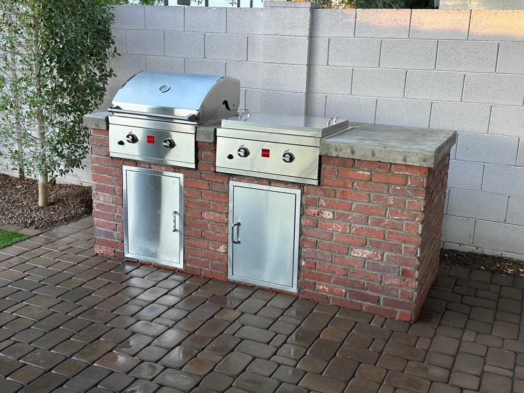 Brick BBQ Island — Storage Doors