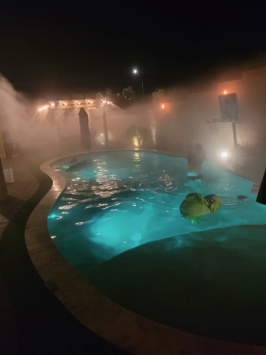 Misted Poolscape After Dark