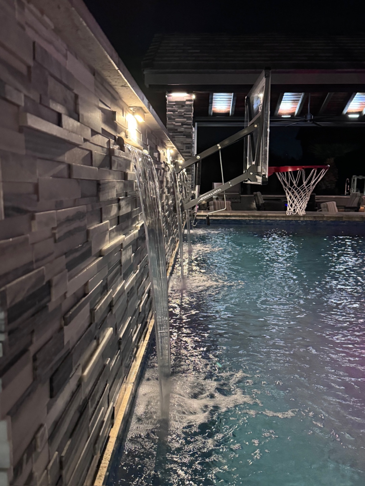Aurora Estate — sheer descent waterfalls with regulation Goaliath basketball hoop
